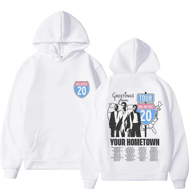 Jonas Brothers Greetings From Your Hometown Hoodies Men Women Oversized Sweatshirts Fashion Vintage Hooded Pullovers Streetwear - ATFH