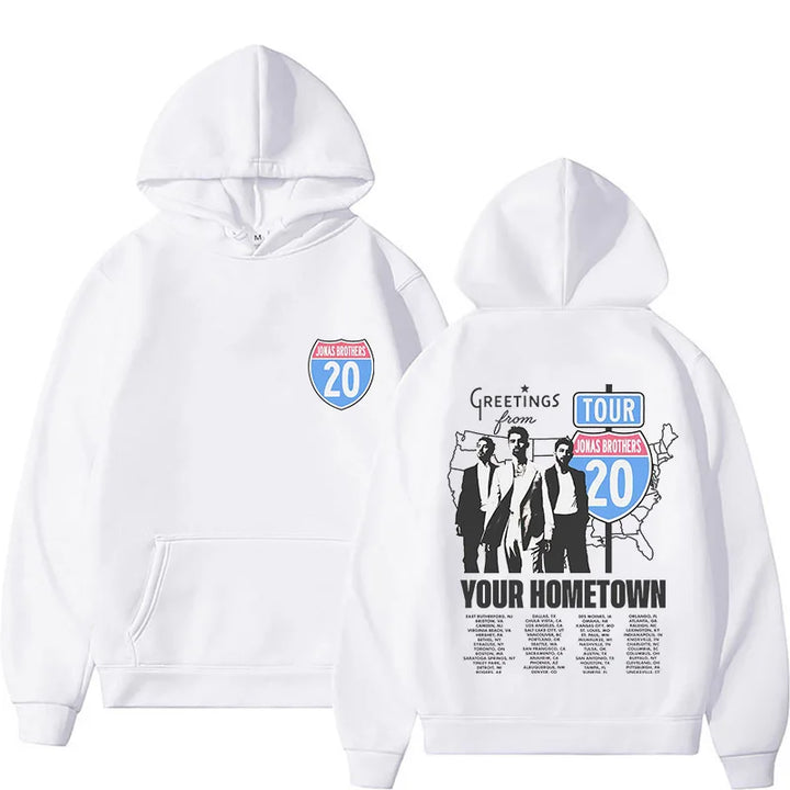 Jonas Brothers Greetings From Your Hometown Hoodies Men Women Oversized Sweatshirts Fashion Vintage Hooded Pullovers Streetwear - ATFH