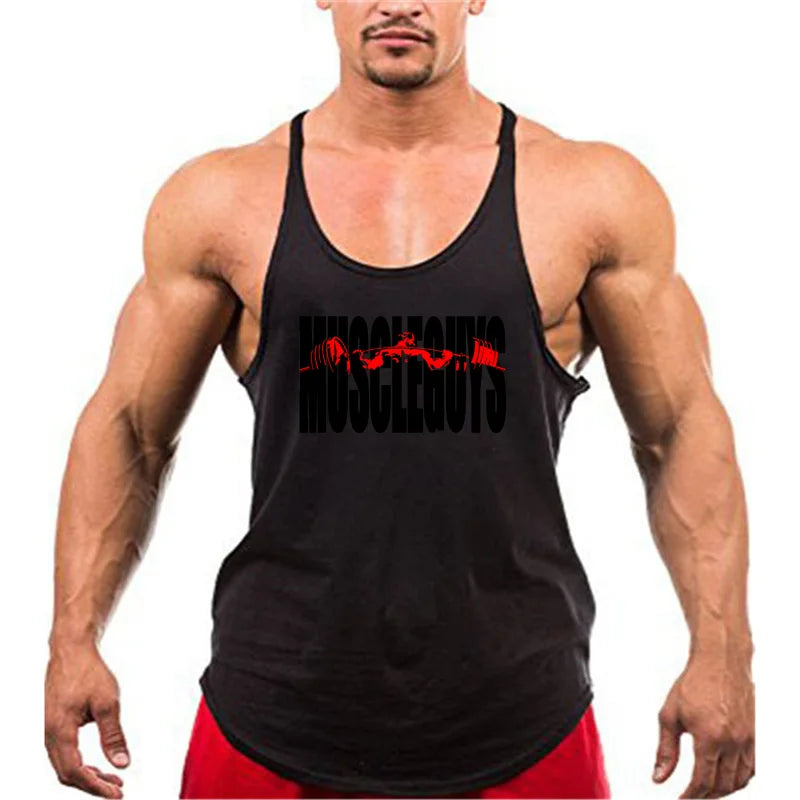 Mens Summer Sport Cotton Loose Stringer Singlet Sexy Casual vest Fitness Workout sleeveless Tank Top for Bodybuilding Training