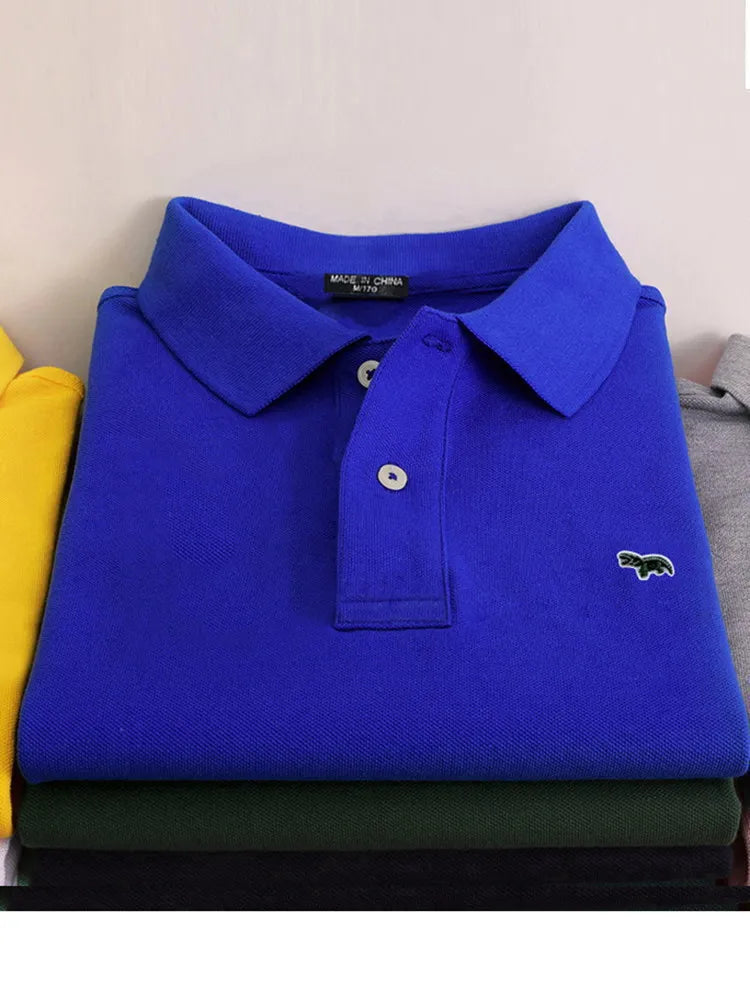 100% pure cotton Spring summer men's fashion sports brand embroidered short sleeved POLO shirt business casual T-shirt