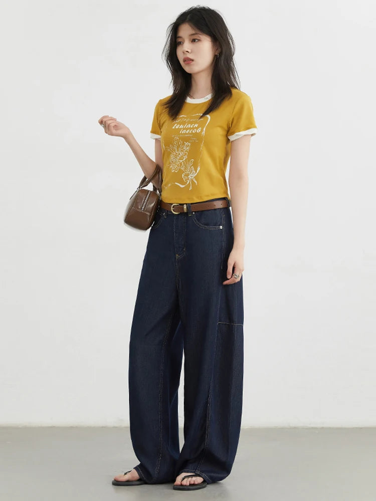 CHIC VEN Women's Jeans Loose Casual New High Waist Split Female Wide Leg Denim Pants  Spring Autumn 2025 ATFH