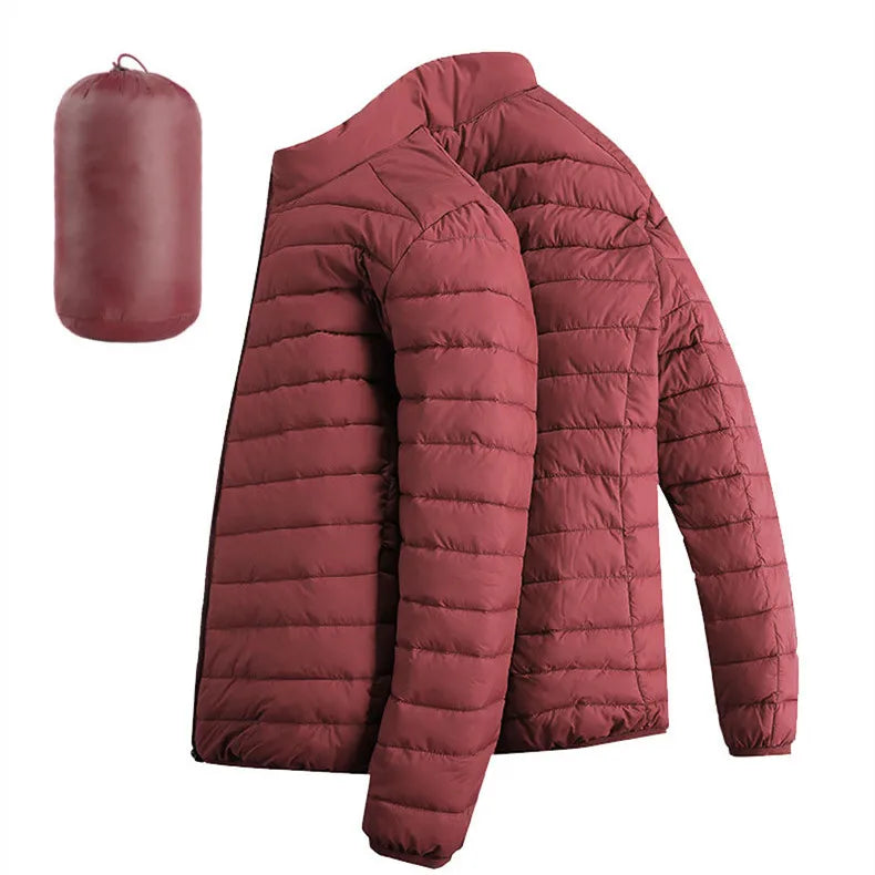 Men Hiking Down Cotton Jacket Hooded Lightweight Parkas Zip Pocket Fashion Outerwear Casual Padded Jacket and Coat Men Winter