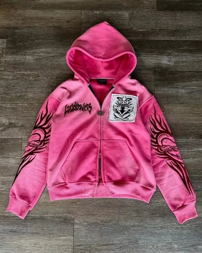 2025 American Fashion New Letter Embroidery Patch Super Sports Hoodie Women Y2K Gothic Hip Hop Popular Casual Joker Sweater Tops