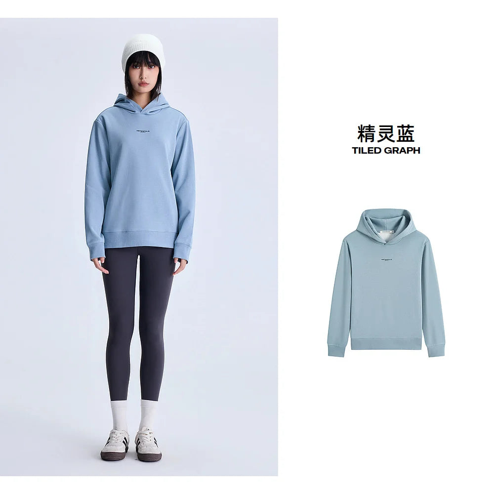 Metersbonwe Men Women's Thick Hoodie Solid Color Small Letter Print Pullover With Hooded Basic Casual Commuter Winter Unisex Top - ATFH