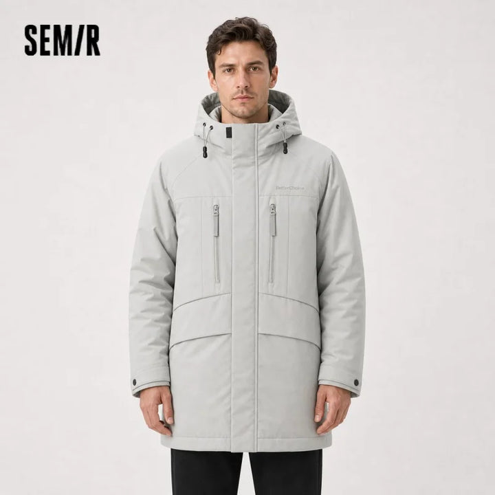 Semir Down Jacket Men Mid-Length Hooded Sport Colorblock 2026 Winter Man Clothes Warm Outerwear Windproof Warm Colorblock Design
