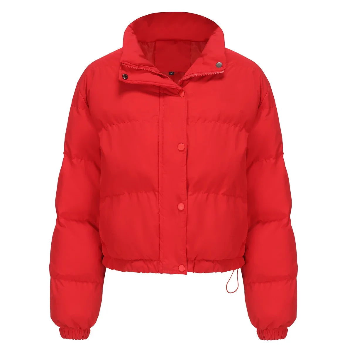 Women Parkas Turtleneck Full Sleeve Thick Coats Loose Short Coat Solid Zipper Solid Spliced Jackets Casual Office Lady ATFH