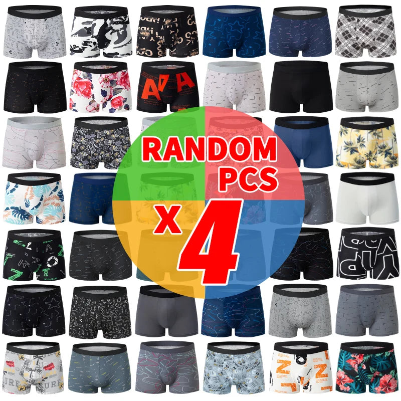 4/10-Men's Underwear Random Set Youth Quick Drying Breathable Sports Comfortable Casual Plus Size Flat Corner Pants Trendy