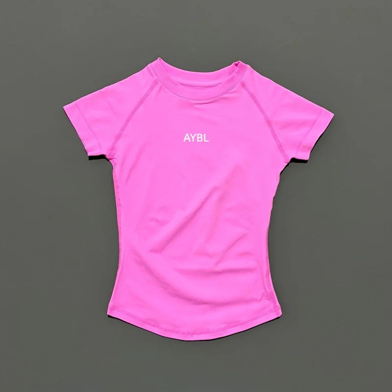 2 Pieces Sports Sets Short Sleeve Sculpt T Shirt Seamless Yoga Top Fitness Set Women Workout Running Sports Shorts Gym Suit - ATFH