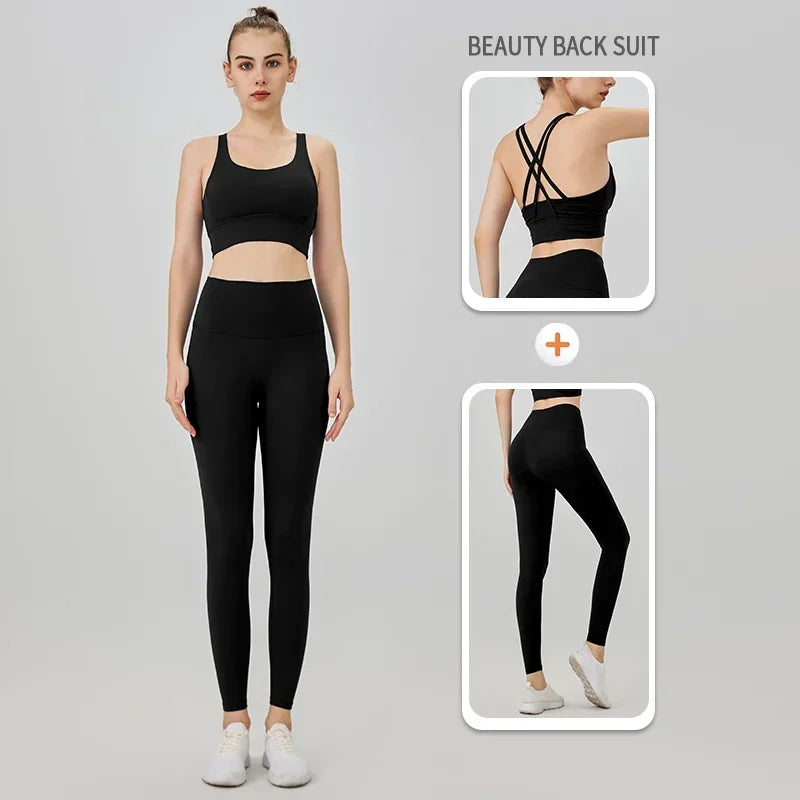 2 Pieces  Women Yoga Set Sport Suit Gymwear Workout Clothes Gym Crop Top High Waist Legging Fitness Bra Set Sports Suit👚👚 - ATFH