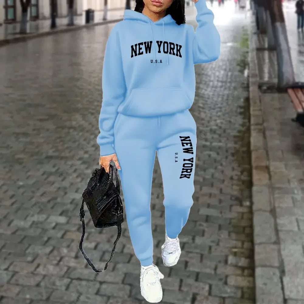 Women's Tracksuit Autumn Winter Hoodies Trousers 2PCS Suit Sports Jogging Street High quality Clothes Women Pants Sets