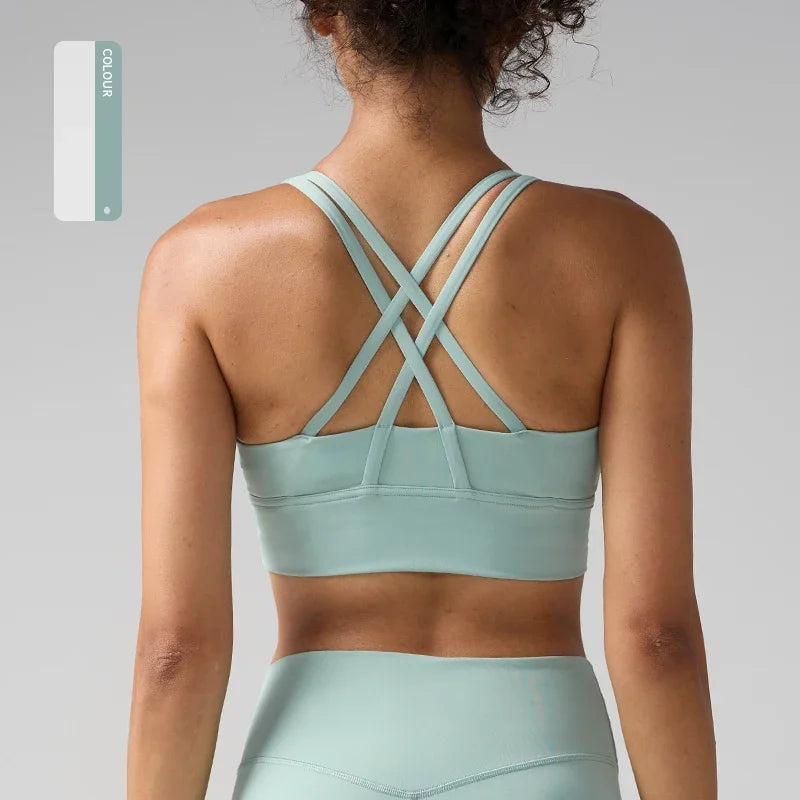 Solid Color soft high strength Women Fitness Bra Tight Sport Top Comprehensive Training Gym Yoga Underwear Tight With Chest Pad - ATFH