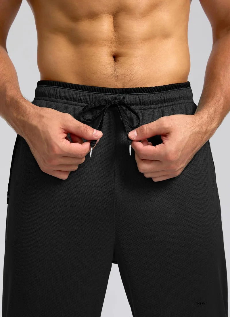Men's sports pants spring and summer mesh breathable sports pants men's running and jogging sports pants fashionable solid color