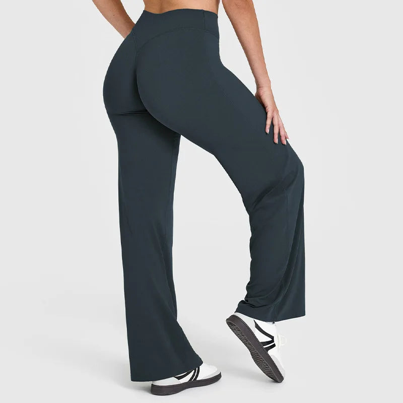 VEQKING Soft Active Women Yoga Pants Strait-leg Yoga Pilates Trousers Naked Feel Gym Fitness Peach Hip Outfits Loose Fit Bottoms ATFH
