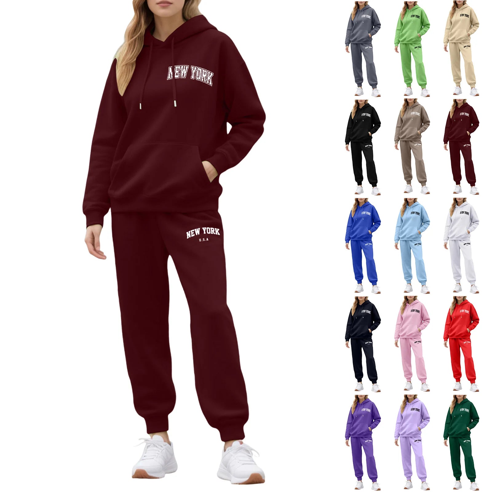 Two-Piece Tracksuit For Women Letter Print Hoodie And Pants Set Long Sleeved Hooded Sweatshirt+Sweatpants Suit Casual Sportswear