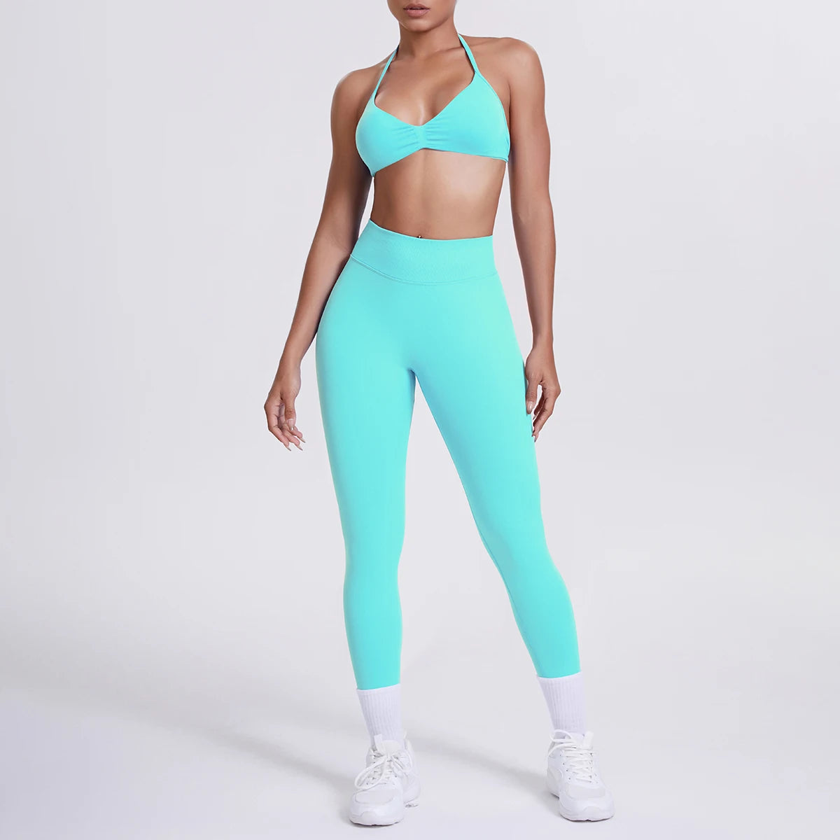Women 2pcs Patchwork Sport Yoga Suit Training Sleeveless Sport Gym Tops Tummy Control Slimming Booty Leggings Yoga Suit Sports - ATFH