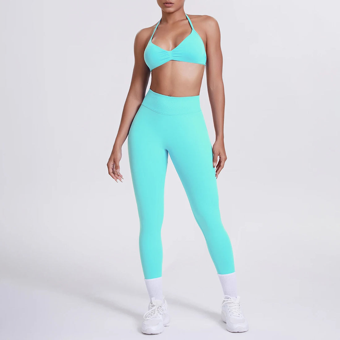 Women 2pcs Patchwork Sport Yoga Suit Training Sleeveless Sport Gym Tops Tummy Control Slimming Booty Leggings Yoga Suit Sports - ATFH