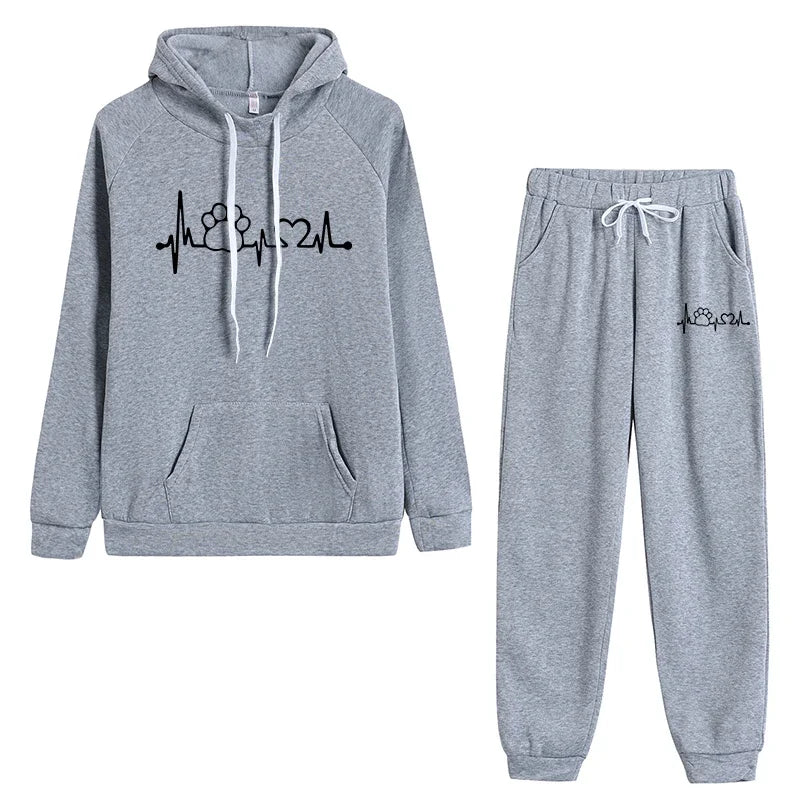 2025 Autumn and Winter 2 Piece Set Women Hoodies Pant Clothing Clothes Pullover Women Tracksuit Set Top Sweatshirts Sweatpants