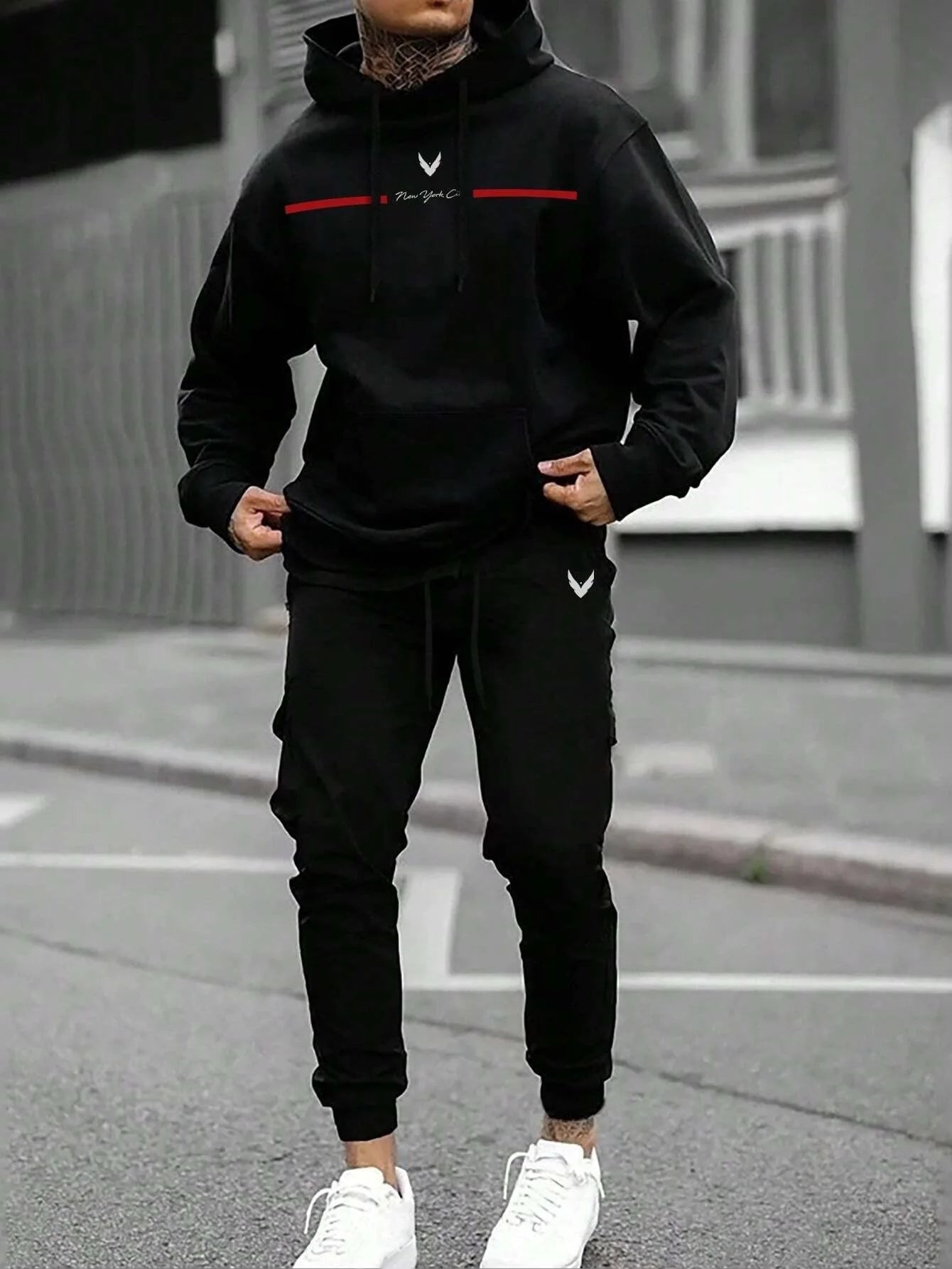 2026 Spring and autumn two-piece men's drawstring women's sports set hooded set quality comfortable casual pullover fashion - ATFH
