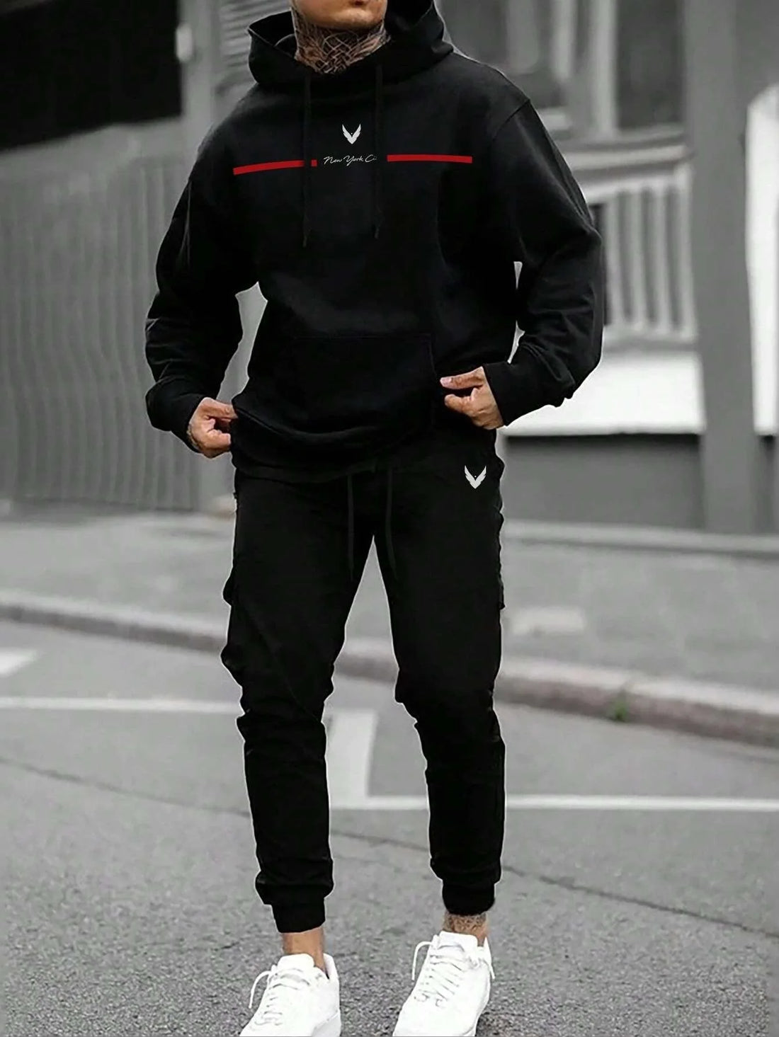 2026 Spring and autumn two-piece men's drawstring women's sports set hooded set quality comfortable casual pullover fashion - ATFH
