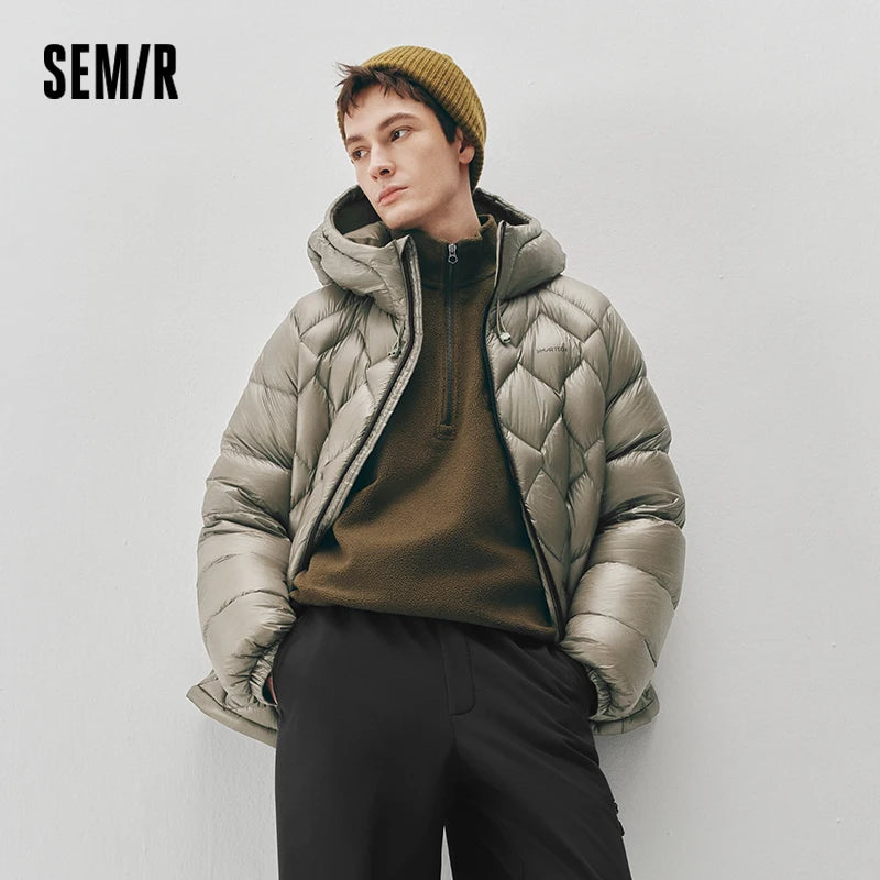 Semir Men Down Jacket 90 Percent Down Fill Diamond Quilting Outdoor Style 2026 Winter Warm Insulation Cold Weather