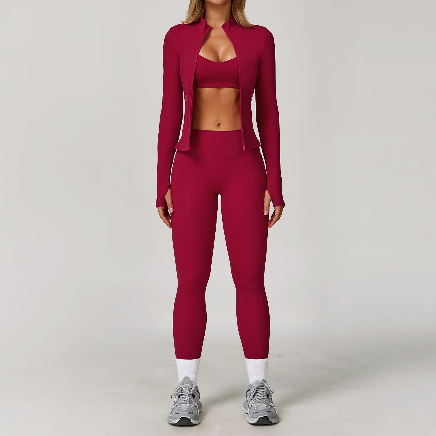 2/3PCS Yoga Suit Sports Set Gym Set Women Tracksuit Running Workout Clothes Long Sleeve Sports Bra Athletic Wear Yoga Clothing - ATFH