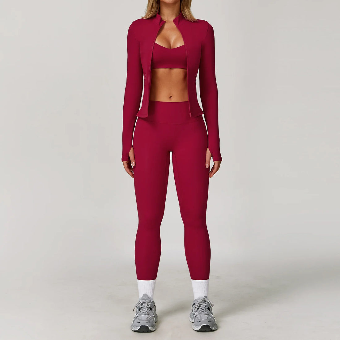 2/3PCS Yoga Suit Sports Set Gym Set Women Tracksuit Running Workout Clothes Long Sleeve Sports Bra Athletic Wear Yoga Clothing - ATFH