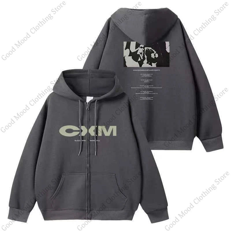 CxM Zipper Hoodies S.COUPS X MINGYU DOUBLE UP Letter Print Sweatshirt Kpop Fashion Men Women High Quality Cotton Thick Hoodie - ATFH