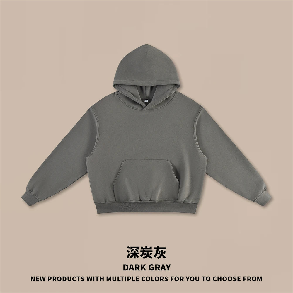 ZODF Trendy Winter Man Boxyfit 350gsm Fleece Hoodie Unisex Old Money Style Comfortable Warm Solid Hooded Pullovers HY0006