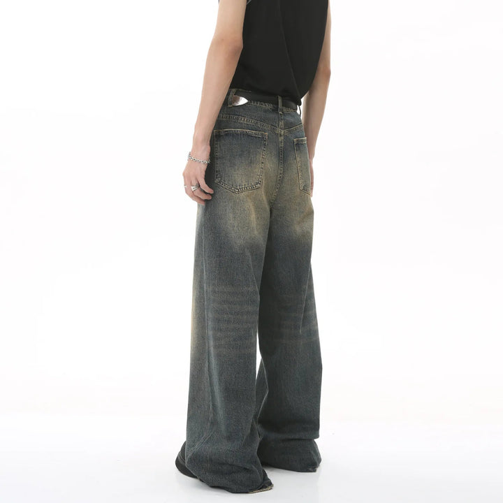 New Men's Baggy Straight Leg Wide Leg Jeans Male Fashion Vintage Wash Casual Denim Pants Youth Popular Brand Streetwear Trousers ATFH