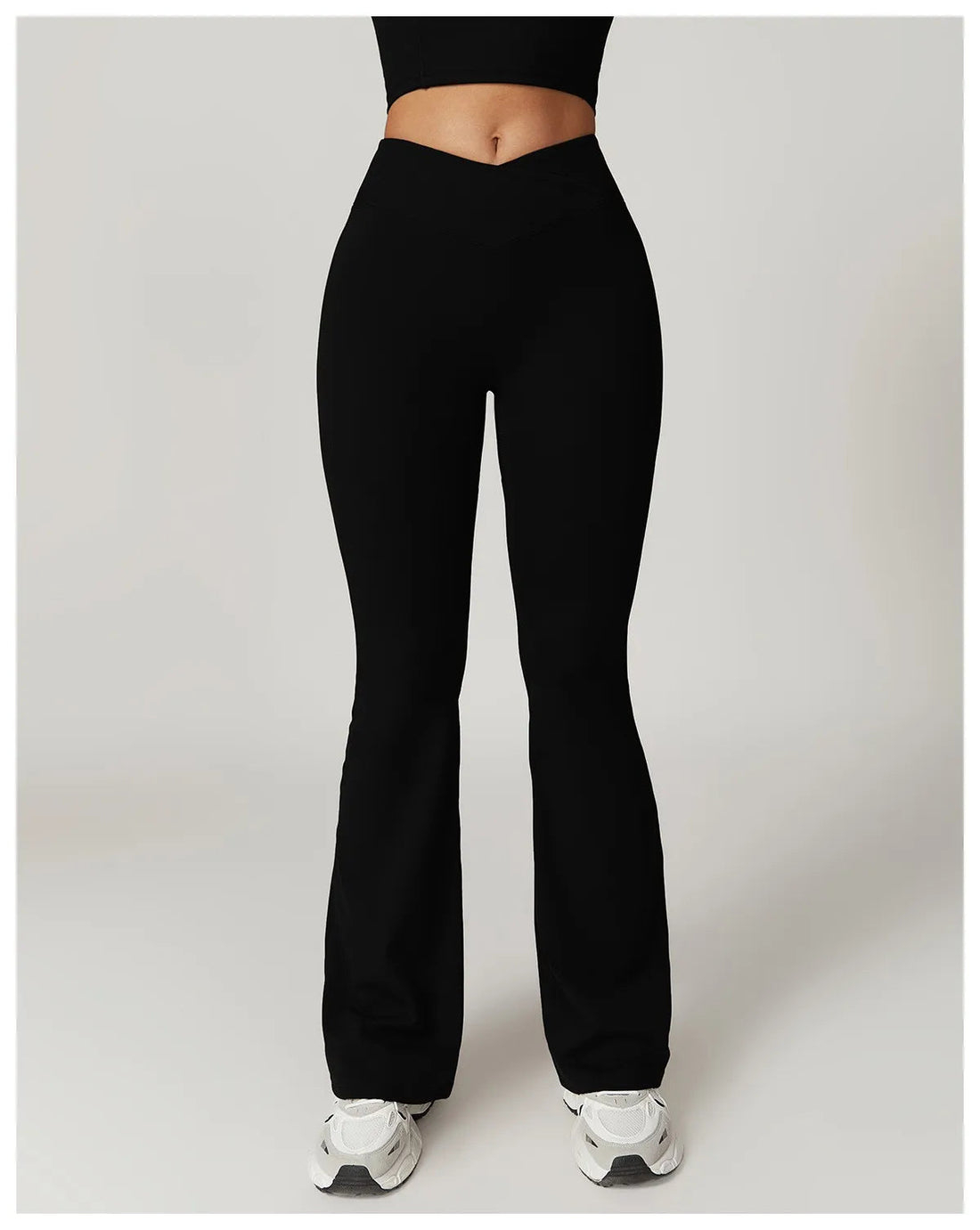 High Waist Crossover Flare Yoga Leggings for Women V Cross Tummy Control Wide Leg Bell Bottoms Fitness Pants Gym Leggings ATFH
