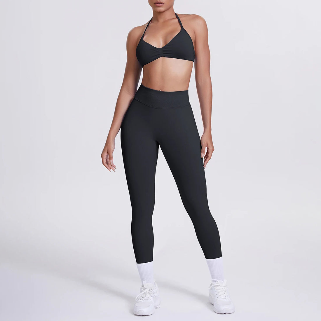 Women 2pcs Patchwork Sport Yoga Suit Training Sleeveless Sport Gym Tops Tummy Control Slimming Booty Leggings Yoga Suit Sports - ATFH