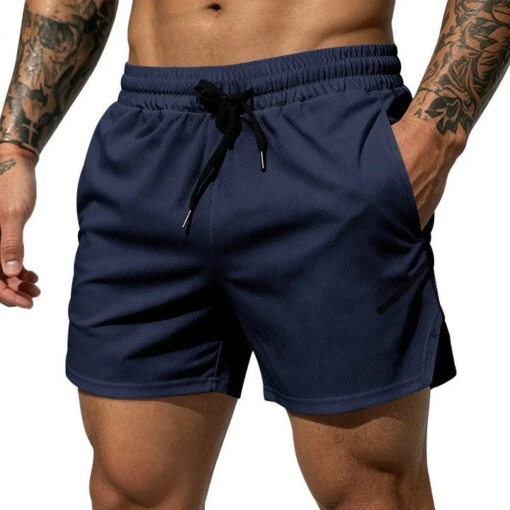 Men's New Breathable Mesh Quick-Drying Sports Shorts with a Drawstring Waistband, Suitable for Casual and Fashionable Sports Wea