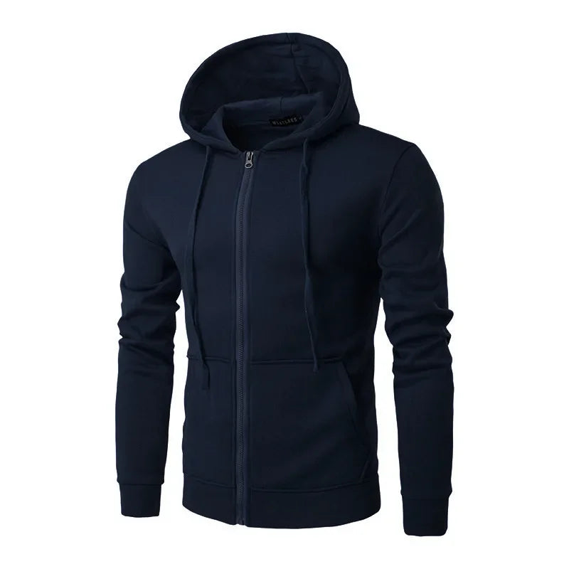 Men's Fashion Fleece Zipper Sweatshirt Loose Casual Hoodie for Spring Autumn - ATFH