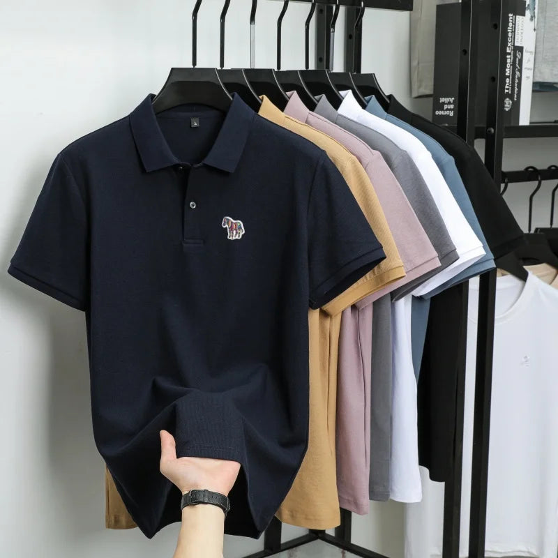High end Men's Summer New Short Sleeve Breathable Polo Shirt Custom T-shirt Half Sleeved Exquisite Brand Pony Embroidery Top