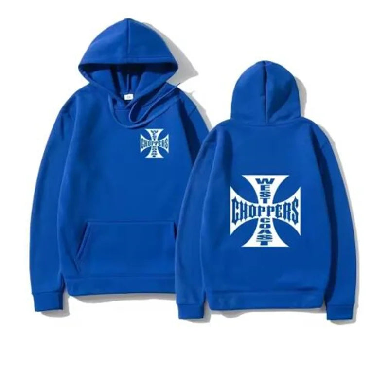 West Coast Iron Cross Choppers Printed Men's Hooded Fashion Cool Sweatshirt Unisex Fashion Fleece Oversized Hoodie Streetwear