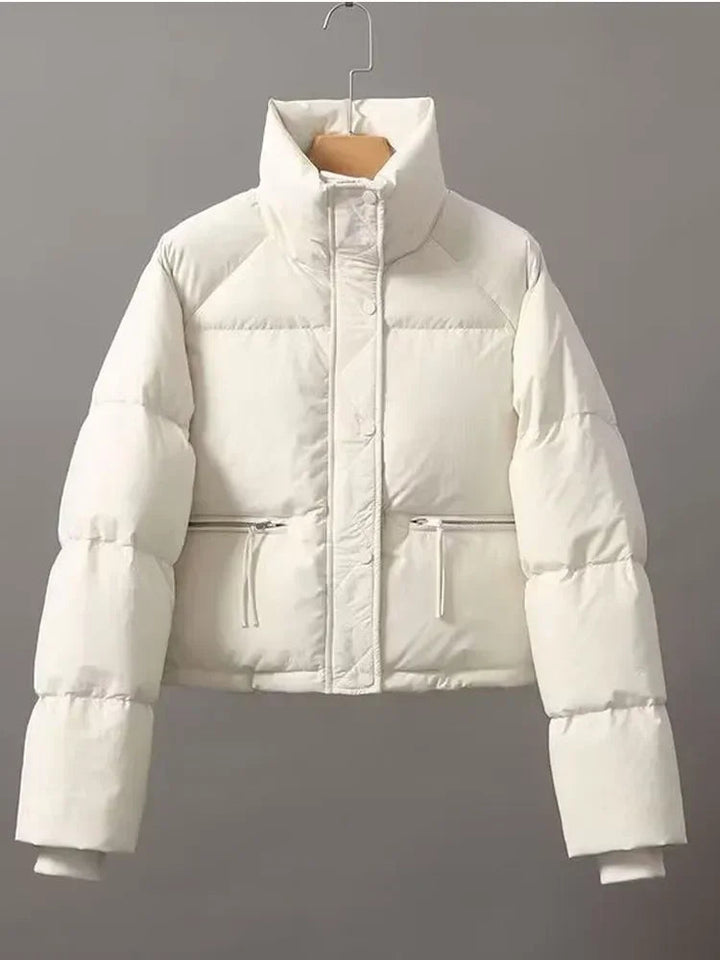 Casual Short Winter Jacket Women Stand Collar Zipper Warm Parkas High Street Padding Coat Female 2024 Winter Lady Down Coats ATFH