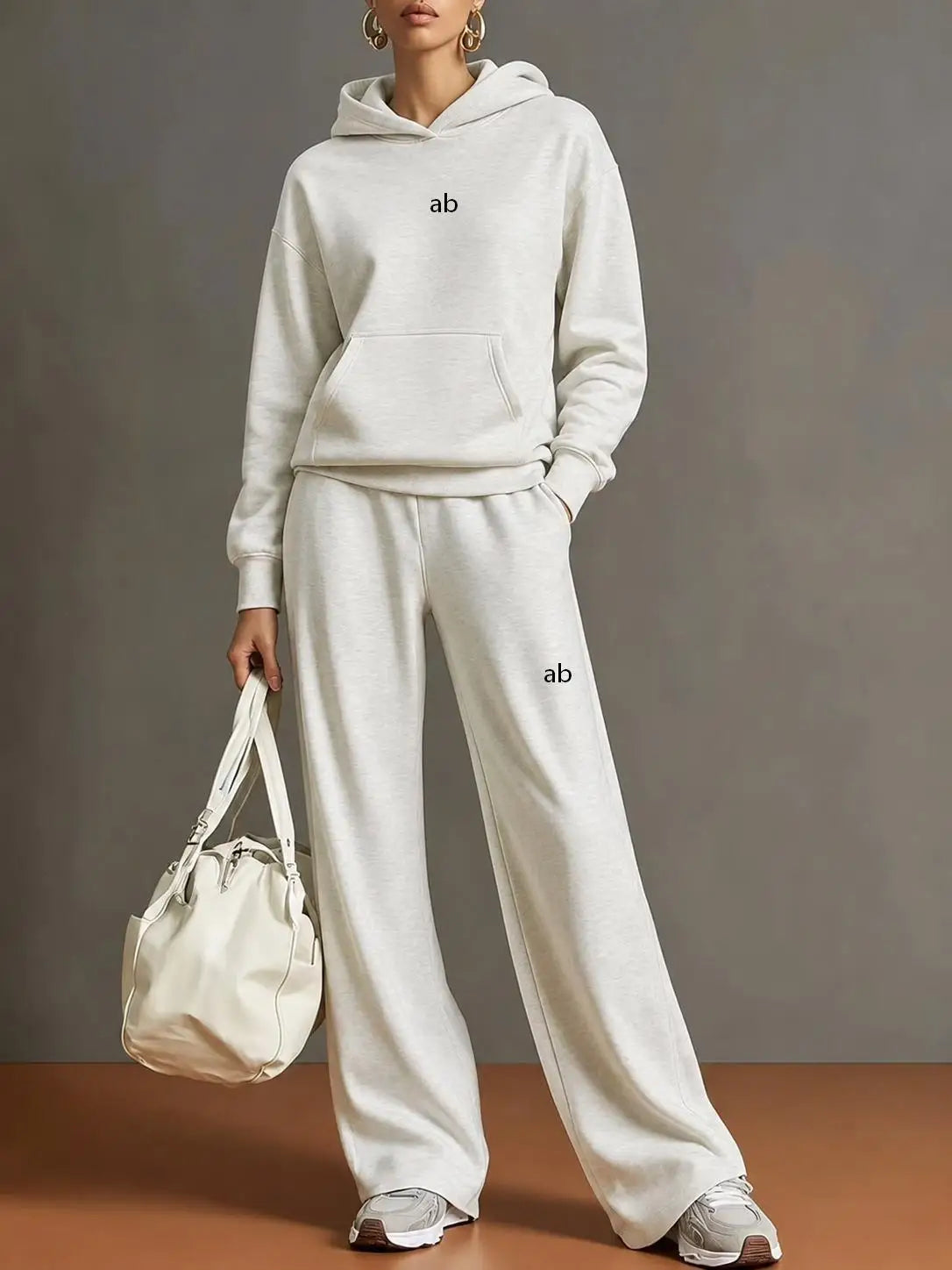 2026 Autumn/Winter New Women's Casual Hooded Sweatshirt, Wide Leg Pants Set - Loose Fit Sportswear Set for Women