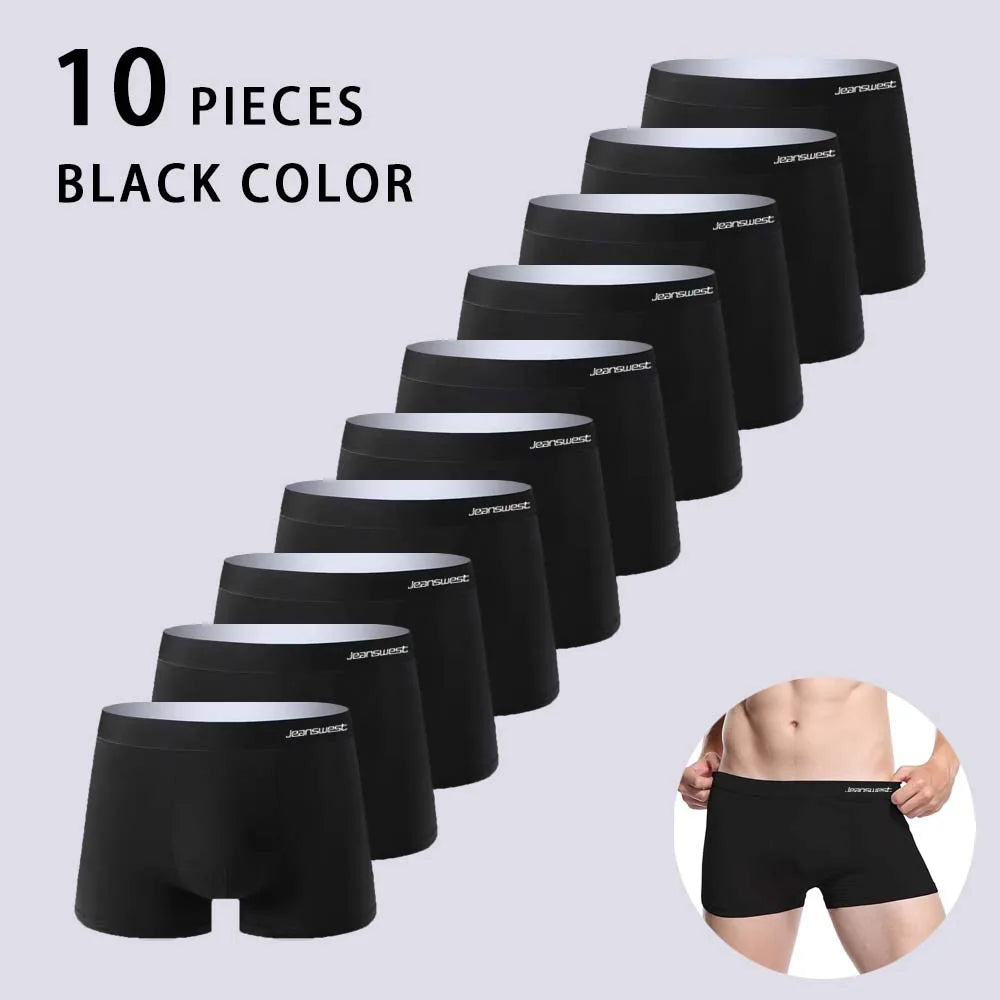 10Pcs Black Men's Underwear Soft Touch Men's Panties Breathable Men Underpants U Pouch Design Plus Size XL-4XL Boxer Shorts