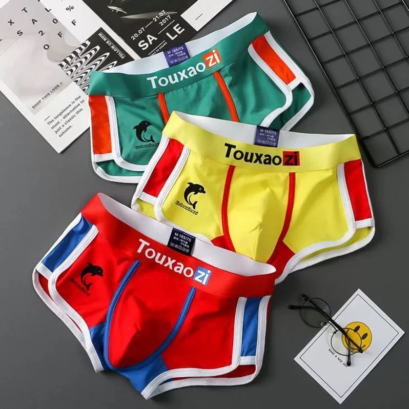 3PCS/Lot Cotton Comfortable Breathable Boxer Shorts Printed Men's Underpants Fashion Youth Underwear Sexy U Bulge Pouch Panties