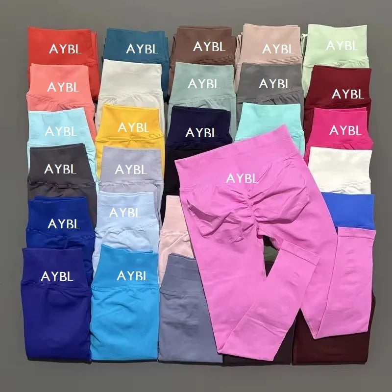 Trendy Yoga Leggings Scrunch Seamless Yoga Women Legging Gym Sports Pants Low Ribbed Band High Stretch Fitness Tights Pant - ATFH