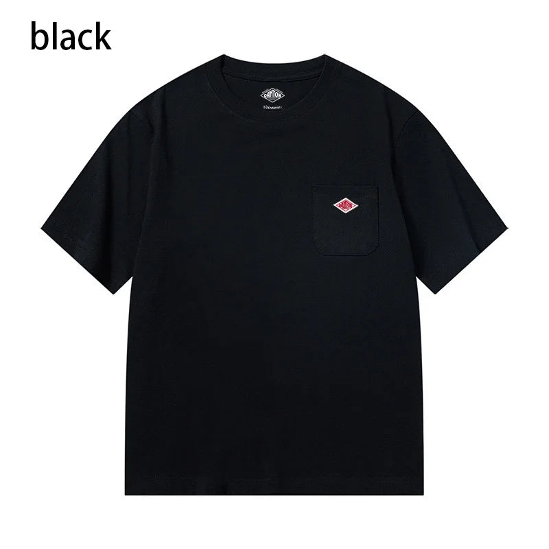 Men and Women's Pure Cotton Fashion Brand Embroidery T-Shirt Tee Simple Pocket Short Sleeve Orders Exported to Japanese