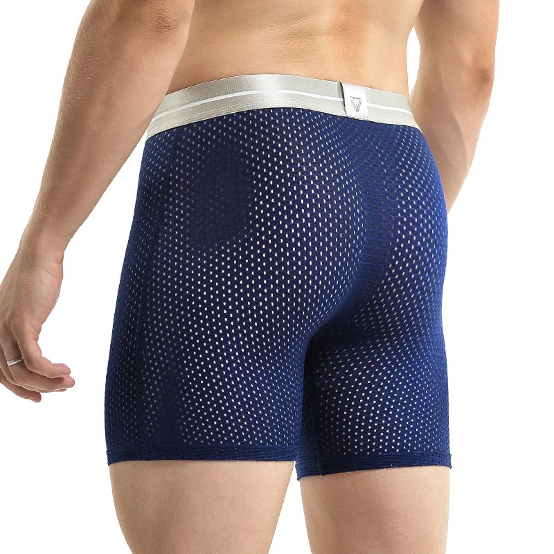 5-Pack of Ice Mesh Sports Underwear for Men, Anti-Wear Leg Running, Five-Point Extended Fitness Anti-Wear Crotch Extended Boxer