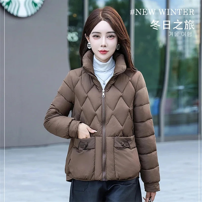 New Short Parka Coat Standing Collar Thicken Down Cotton Jacket Winter Warm Bread Jackets Korean Women Receive High Praise ATFH