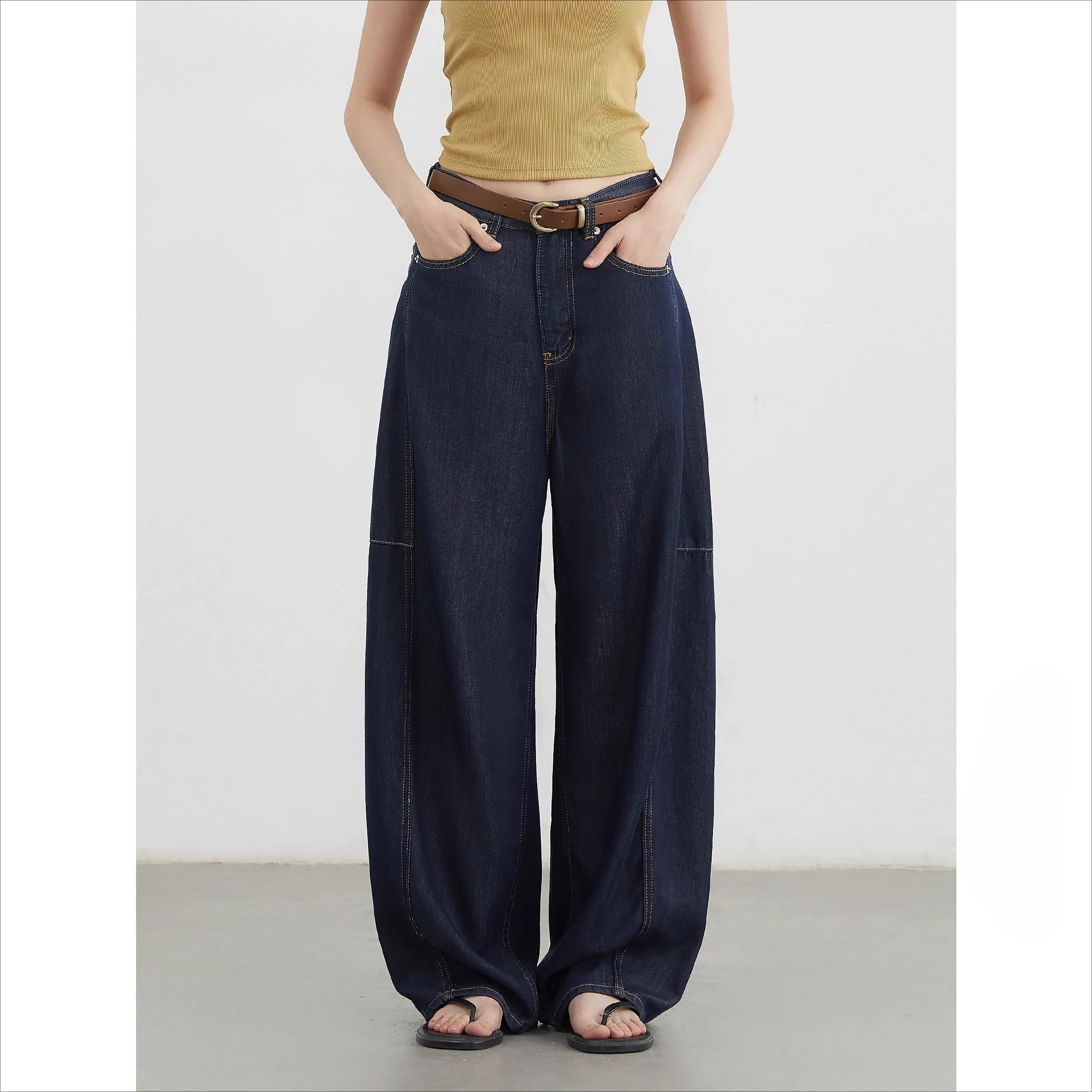 CHIC VEN Women's Jeans Loose Casual New High Waist Split Female Wide Leg Denim Pants  Spring Autumn 2025 ATFH