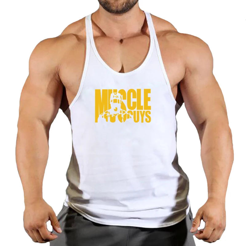 Hot Sale Gym Cotton Singlets Canotte Bodybuilding Stringer Tank Top NO PANI NO GAIN Fitness Shirt Muscle Guys Sleeveless Tanktop
