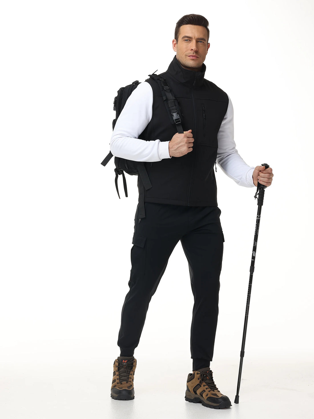 Men's Windproof Softshell Thick Vest, Comfortable Sleeveless Jacket Multi Pocket Sports Vest for Hiking Cycling
