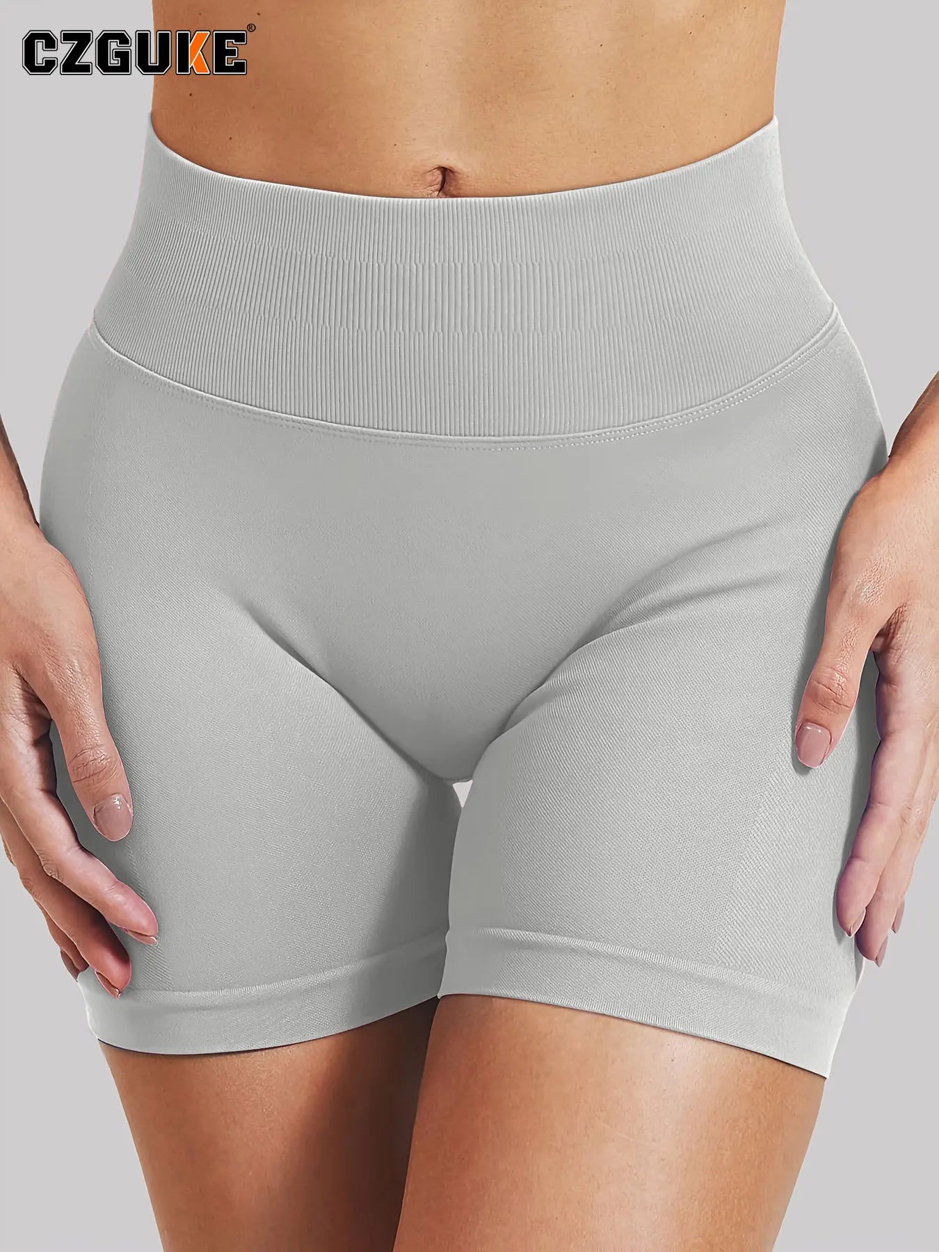 CZGUKE-Women High Waist Yoga Shorts Scrunch Butt Lifting Sports Shorts Seamless Gym Workout Short Pants For Fitness Running