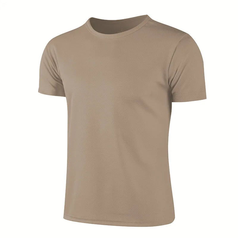 Men's Quick Dry Short Sleeve Gym Running Moisture Wicking Round Neck T-Shirt Training Exercise Gym Sport Shirt Tops Lightweight
