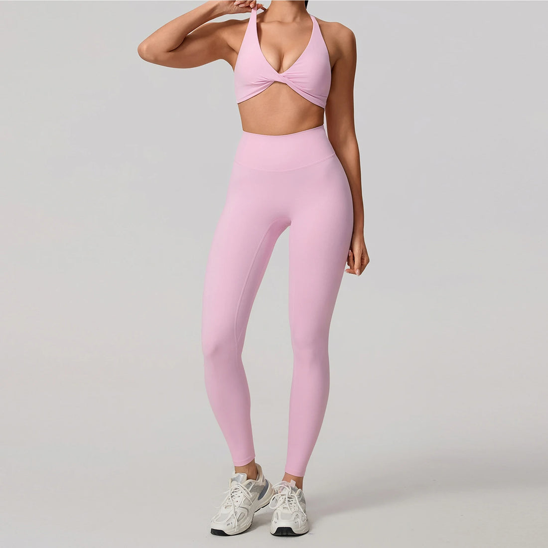 New Summer 2Pcs Women's Quick-Dry Sports Set V-Shaped Bra Female Sleeveless Yoga Outfit Gym Two-Piece Woman Sport Clothes - ATFH