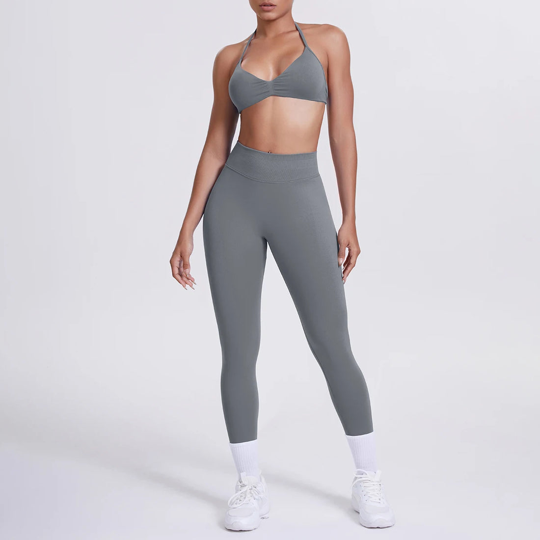 Women 2pcs Patchwork Sport Yoga Suit Training Sleeveless Sport Gym Tops Tummy Control Slimming Booty Leggings Yoga Suit Sports - ATFH